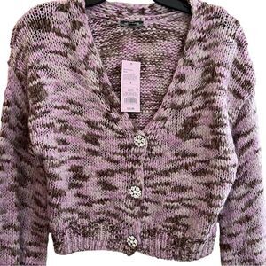 😊3/$30 NWT Wild Fable cropped space dye cardigan Sz S Sparkly buttons